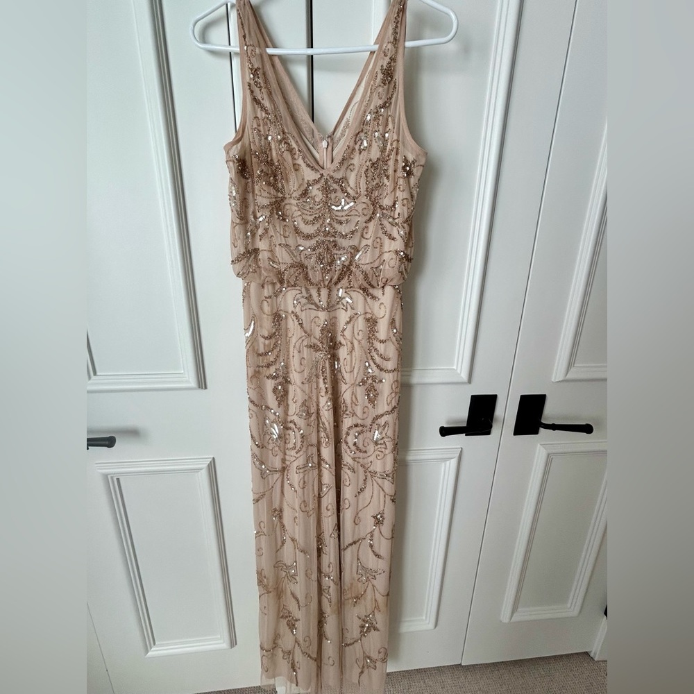 Adrianna Papell Champagne Beaded Gown